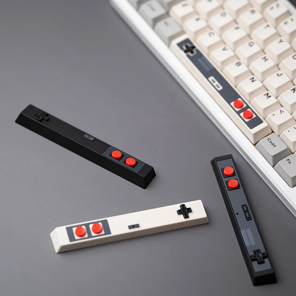 Retro Gamepad Keycap 6.25u Spacebar – Artisan ABS Keycap for MX Switches, Black & White for Mechanical Gaming Keyboards