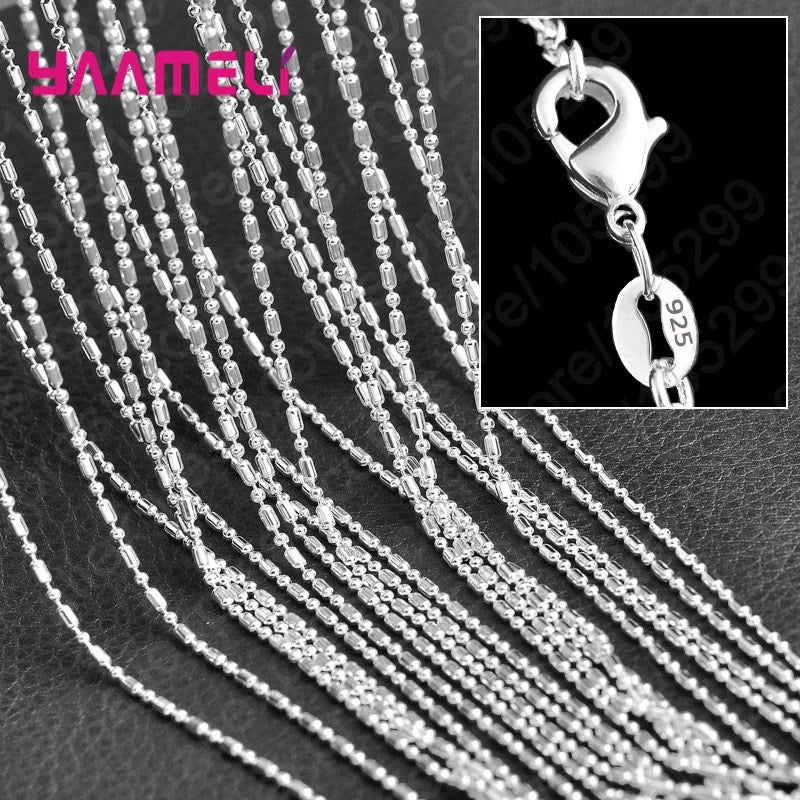 10PCS 925 Sterling Silver Charm Link Chain Necklaces – Smooth Lobster Clasp Jewelry, 16-30 Inch Adjustable