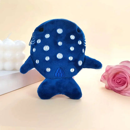 Cute Blue Shark Mini Coin Purse – Plush Zipper Wallet for Women, Key & Earphone Pouch