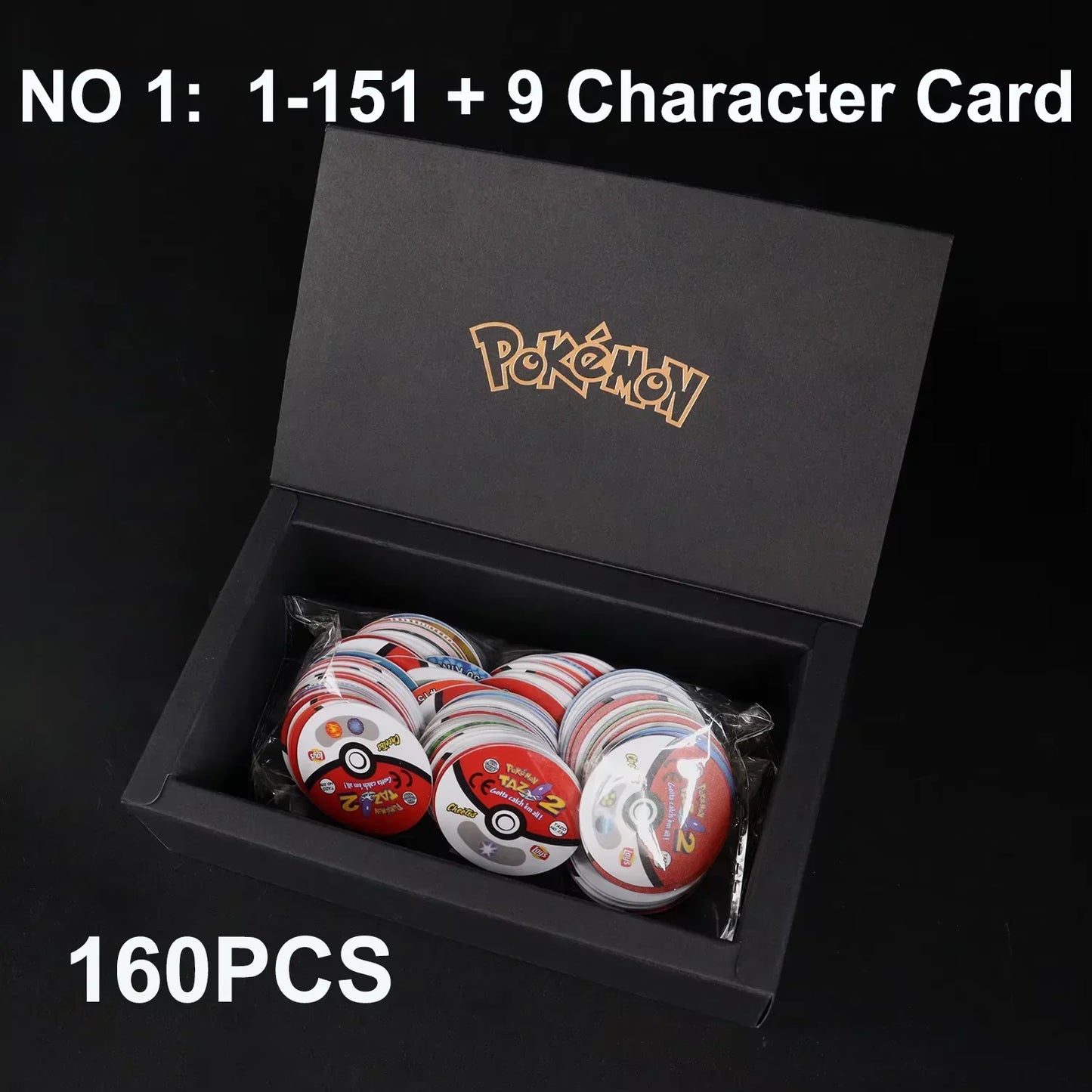 100/160pcs Pokemon Tazos – 1st & 2nd Generation 3D Round and Square Collector Cards, Album Trainer Pogs for Cheetos Chipitaps
