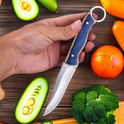 7.6-Inch Sharp Stainless Steel Fruit Knife with Wood Handle - Multipurpose Kitchen Knife for Family and BBQ