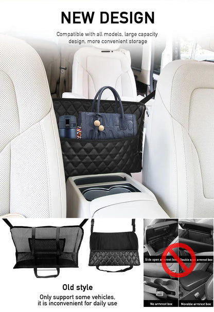 SEAMETAL PU Leather Car Handbag Holder - Seat Back Hanging Storage Organizer for Auto Interior