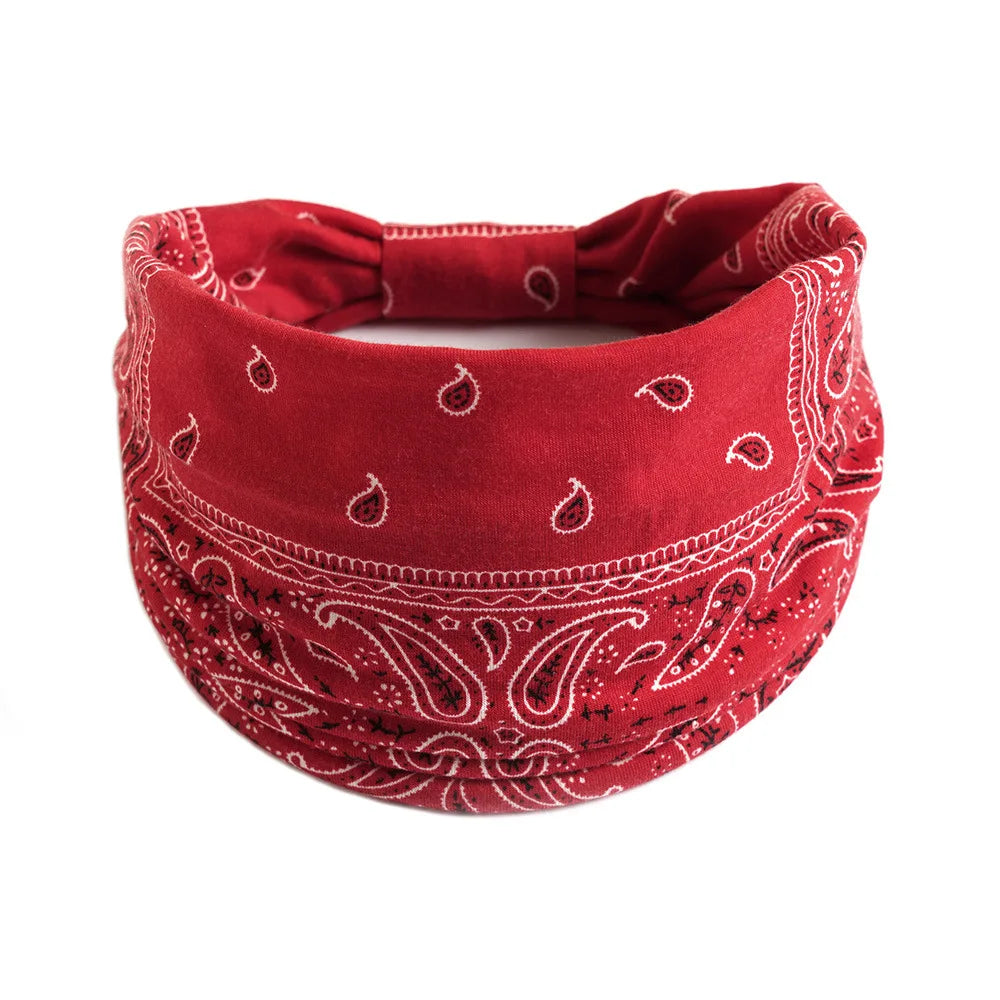 Bohemian Wide Cotton Stretch Headband for Women – Turban Headwrap, Bandage Hairband, Bandana Hair Accessories