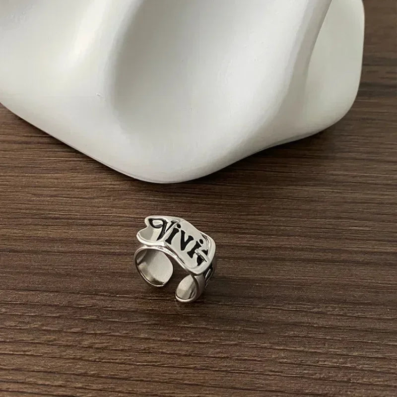 Personalized Girls' Open Ring – Retro Y2K English Letter Jewelry Accessory, 1/2pcs Party Gift