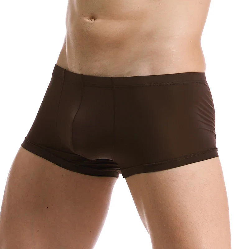 Men’s Ice Silk Seamless Boxers – Ultra-Thin Breathable Sexy Underwear Shorts for Men