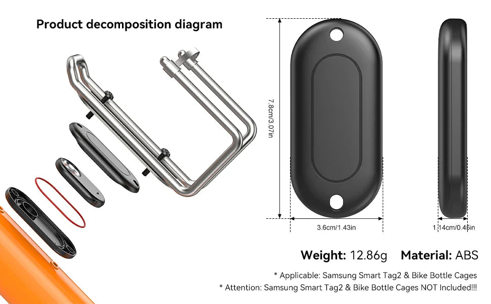 Samsung SmartTag2 Bike Holder — Hidden GPS Tracker Case for Galaxy SmartTag 2, Fits Under Bottle Cage
