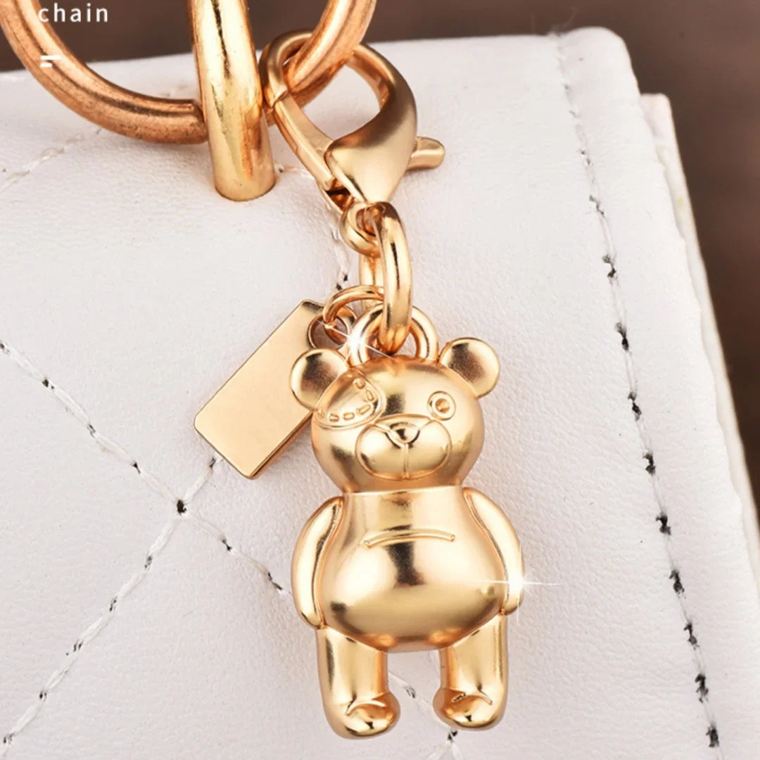 Fashion Bear Cherry Flower Keychain – Metal Y2K Letter C Bag Pendant & Car Key Ring Jewelry Gift for Women