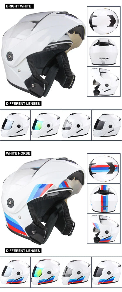 2024 Unisex Modular Motorcycle Helmet – Full Face Flip-Up Dual Lens Racing Helmet for Men & Women