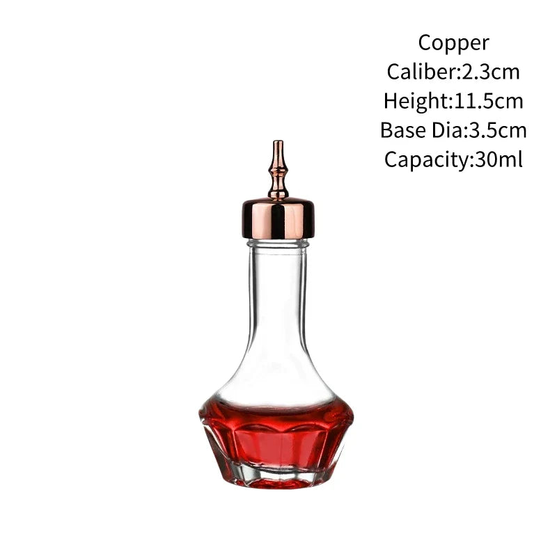 Vintage Glass Cocktail Bitters Bottles — Stainless Steel Cap Seasoning & Bar Accessories for Kitchen & Bartender Use