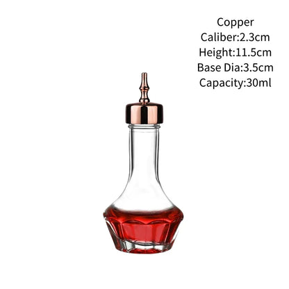 Vintage Glass Cocktail Bitters Bottles — Stainless Steel Cap Seasoning & Bar Accessories for Kitchen & Bartender Use