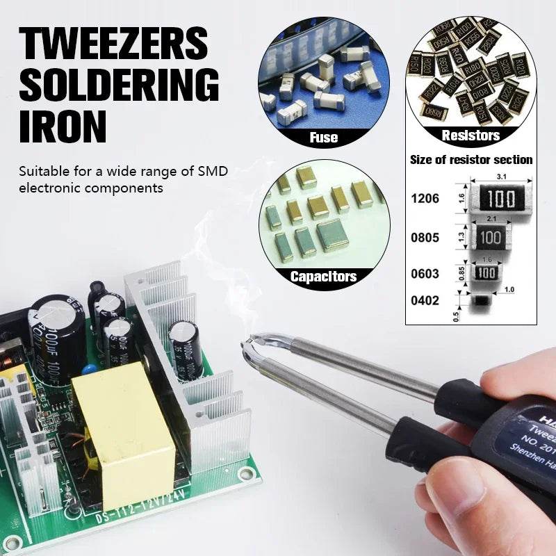 T12 Soldering Station – STM 32 Chip, OLED Display, Adjustable Temp, Auto Sleep, 5pin Soldering Iron & Tweezers Handle
