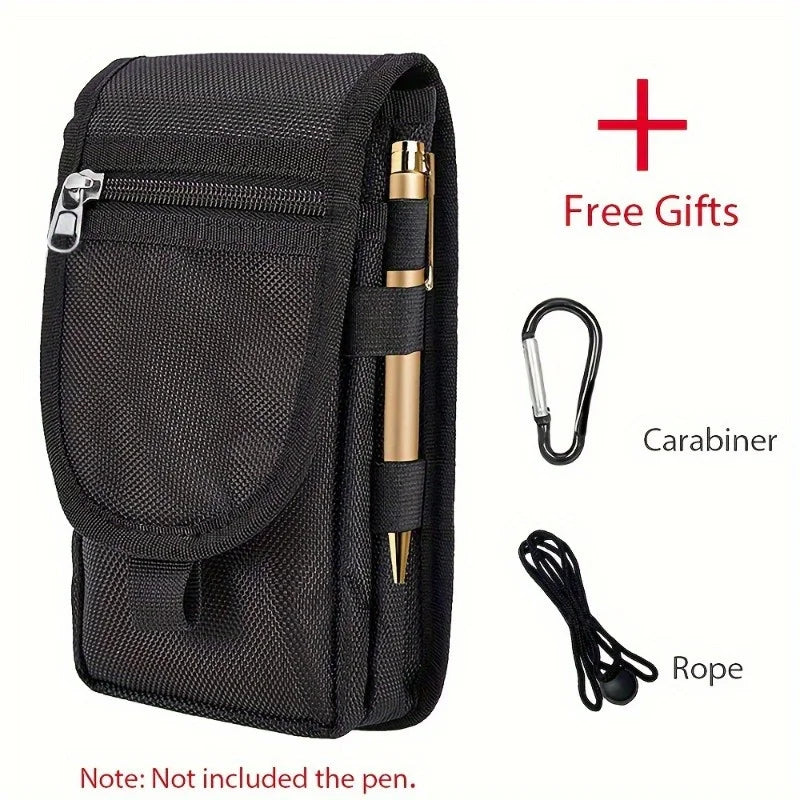 6.3-Inch Multi-Functional Mobile Phone Bag – Oxford Fabric Belt Pouch for Men’s Outdoor Use, Compatible with iPhone 15 & 16