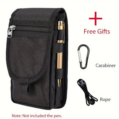 6.3-Inch Multi-Functional Mobile Phone Bag – Oxford Fabric Belt Pouch for Men’s Outdoor Use, Compatible with iPhone 15 & 16