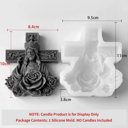 Silicone Candle Mold — Cross of Jesus & Mary DIY Mold for Resin, Plaster, and Christmas Candle Making Supplies