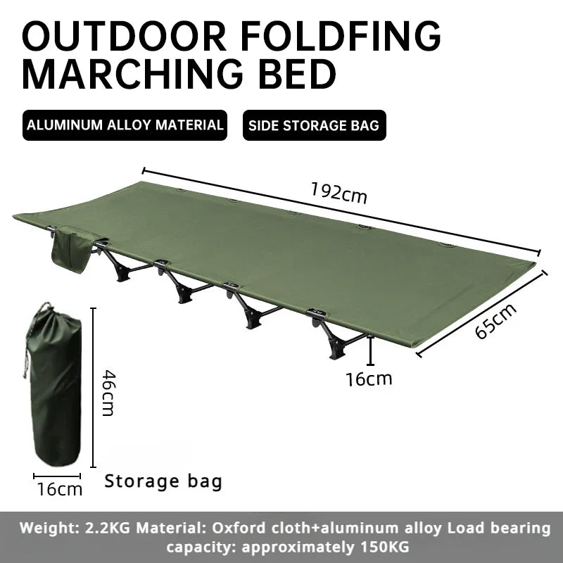 Ultra-Light Folding Camping Bed – Portable Outdoor Tent Cot for Adults, 150KG Capacity, Ideal for Hiking & Travel