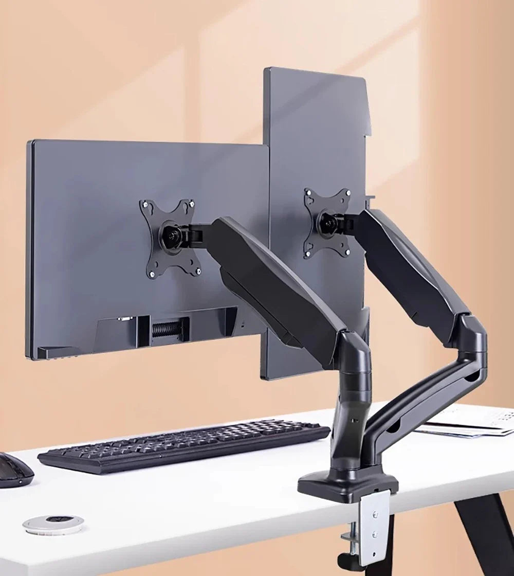 Dual Monitor Desk Mount – Mechanical Arm, VESA 100x100mm, Height Adjustable, Supports 32" Screens & 19.8 lbs per Screen
