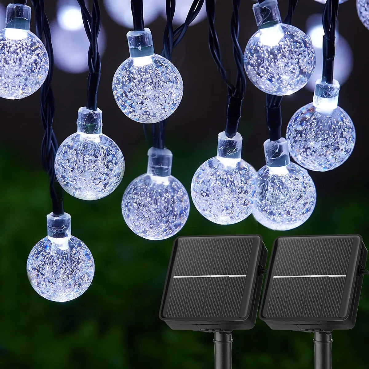 60 LED Solar String Lights - Waterproof Crystal Globe Garden Lights with 8 Modes for Patio, Party & Tree Decor