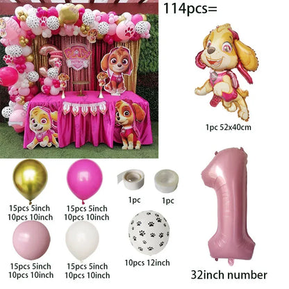 Pink Paw Patrol Party Supplies for Girls – Skye Balloons, Cups, Plates & Tablecloth for Birthday & Baby Shower
