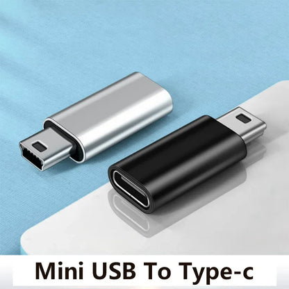 Mini USB to USB Type-C Adapter – 5-Pin Male to Female Data Transfer Connector for GoPro, MP3, Camera & PC