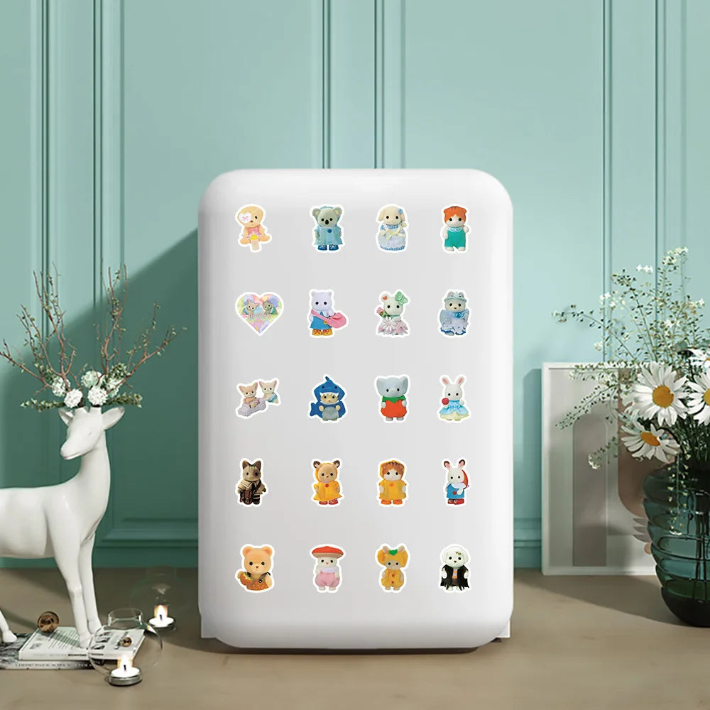 100/200pcs Calico Critters Stickers — Waterproof Cartoon Decals for Laptops, Scrapbooks, Skateboards & Kids’ Decor