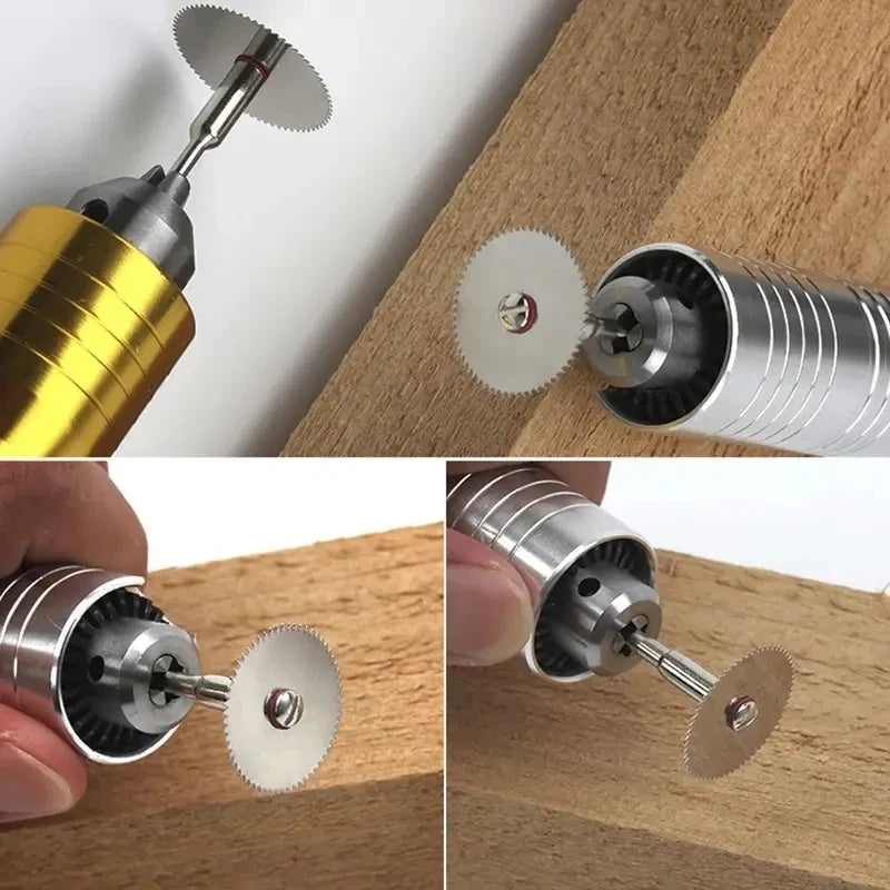 11Pcs Mini Circular Saw Blade Set - Precision Cutting Discs with Rod for Wood, Metal & DIY Craft Projects