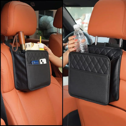 2024 Multi-Functional Car Seat Storage Bag – Leather Garbage & Storage Bag, Portable Trash Can for Most Car Models
