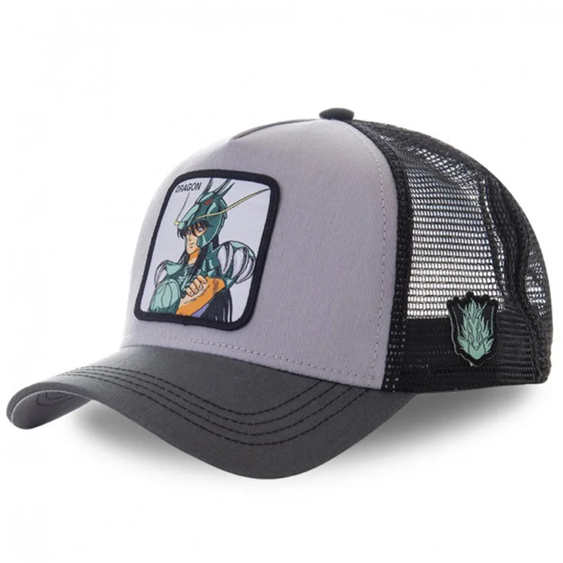 Saint Seiya Anime Baseball Cap - Adjustable Cotton Mesh Trucker Hat for Men & Women Summer Sun Protection