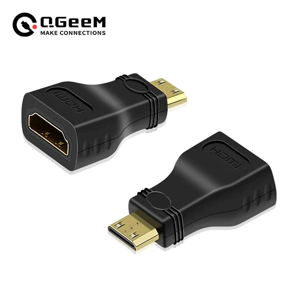 QGeeM Mini HDMI Male to HDMI Female Adapter - 1080P, 2K, 4K Converter for Mini PC, HDTV, HD Camera, Model 5504