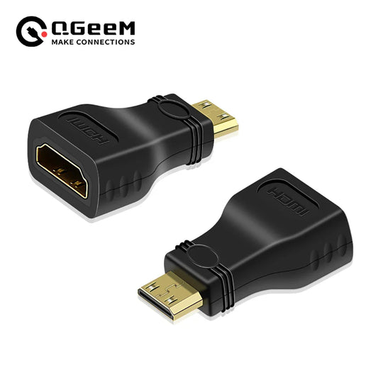 QGeeM Mini HDMI Male to HDMI Female Adapter - 1080P, 2K, 4K Converter for Mini PC, HDTV, HD Camera, Model 5504