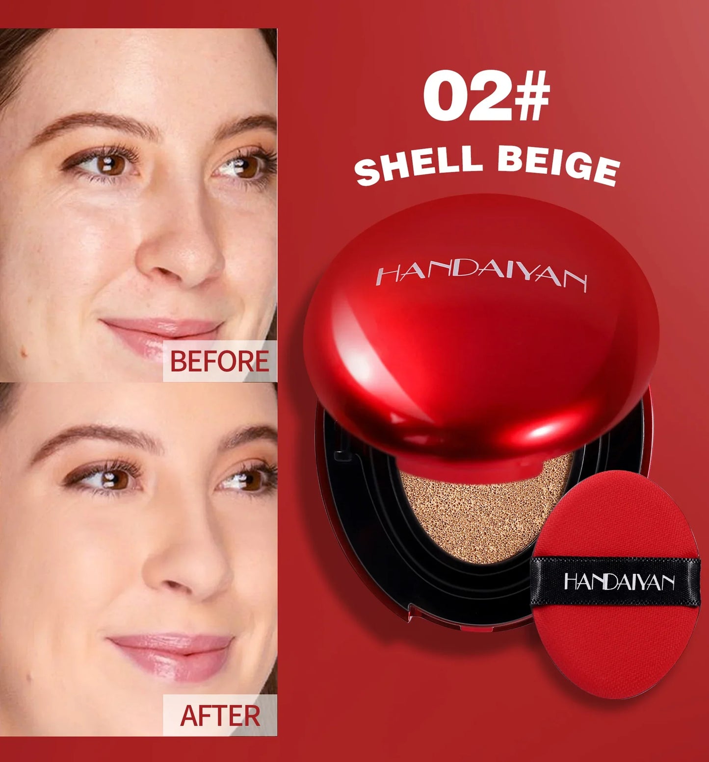BB Cream Air Cushion Foundation - Full Coverage, Waterproof & Long-Lasting Brightening Makeup for Women - Korean Cosmetics