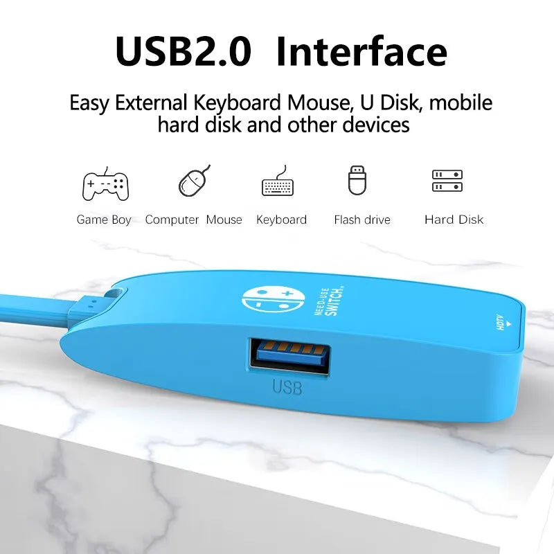 Mini Portable USB-C to 4K HDTV Adapter – USB 3.0 Hub with PD 100W for Nintendo Switch Docking Station & MacBook Pro