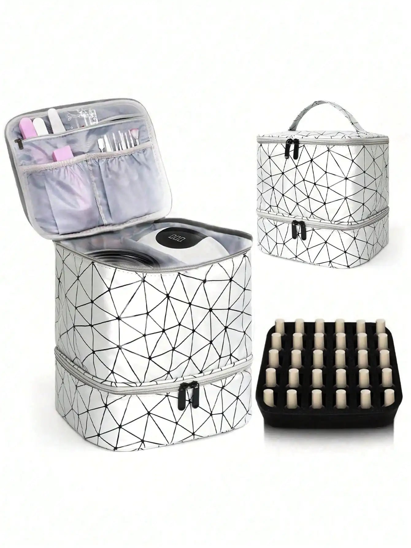 Women's Portable Double-Layer Nail Polish & Essential Oil Storage Bag – Multi-Function Organizer for Travel