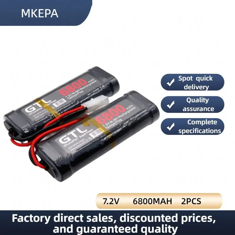 New 7.2V 6800mAh NiMH Battery Pack – Rechargeable Power for RC Cars, Trucks & Tanks