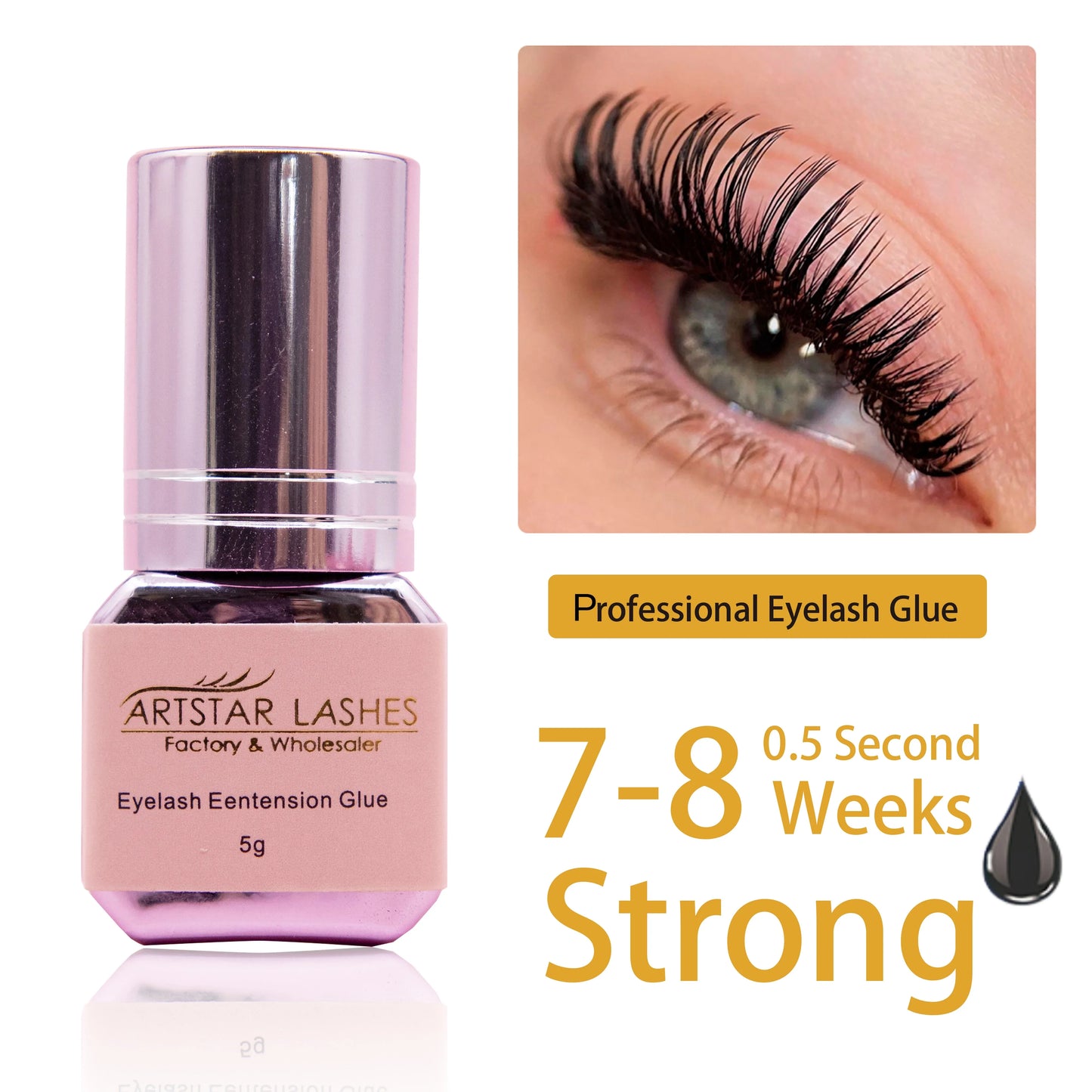 ARTSTAR 5ml Eyelash Extension Glue – Fast-Drying 0.5S/1S/2S Adhesive, Low-Odor, Long-Lasting Lash Glue