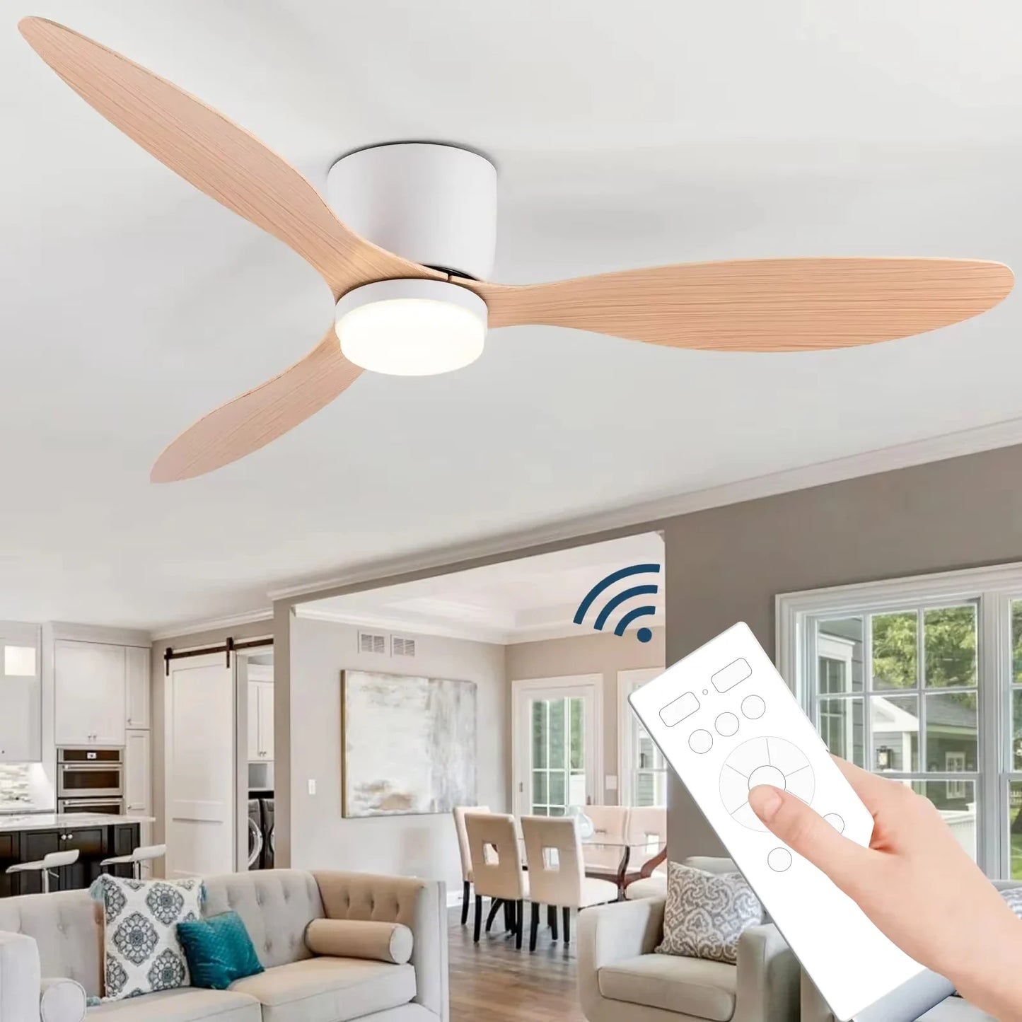 LED Ceiling Mounted Fan Light - Nordic Style Decorative Ceiling Fan for Living Room, Restaurant, and Minimalist Household Use
