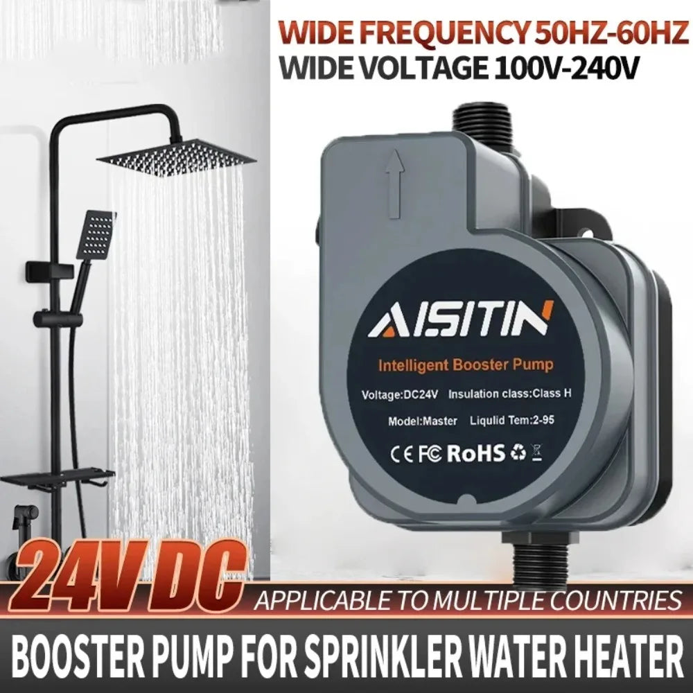 2024 Upgraded 180W 24V Brushless Automatic Booster Pump – Silent Water Pressure Pump for Home Shower & Water Heater