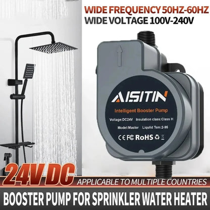 2024 Upgraded 180W 24V Brushless Automatic Booster Pump – Silent Water Pressure Pump for Home Shower & Water Heater