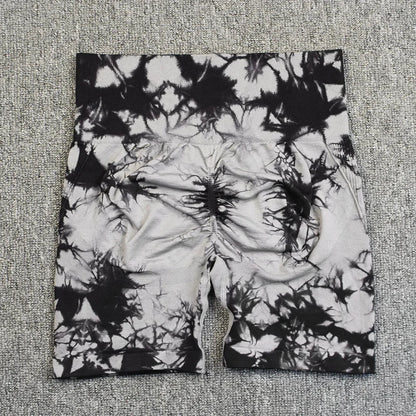 Women’s Yoga Shorts — High-Waisted Tie Dye Seamless Cycling & Running Sports Workout Gym Shorts S-XL