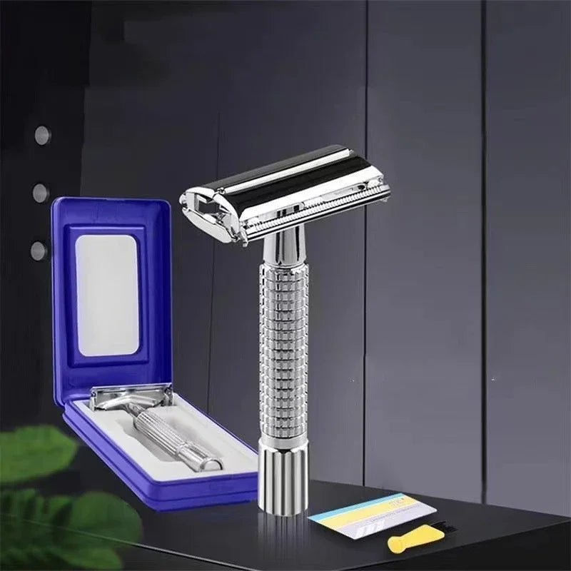 Men's Folding Shaving Razor – Stainless Steel Straight Razor with Blade Holder for Facial Hair, Barber Shaving Tool