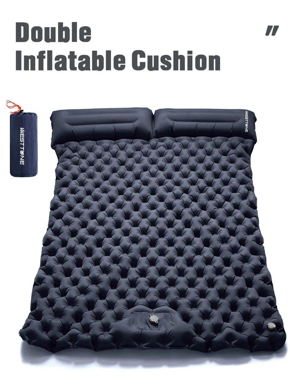 WESTTUNE Double Inflatable Air Mattress – Built-in Pillow Sleeping Pad for Camping, Travel, and Hiking