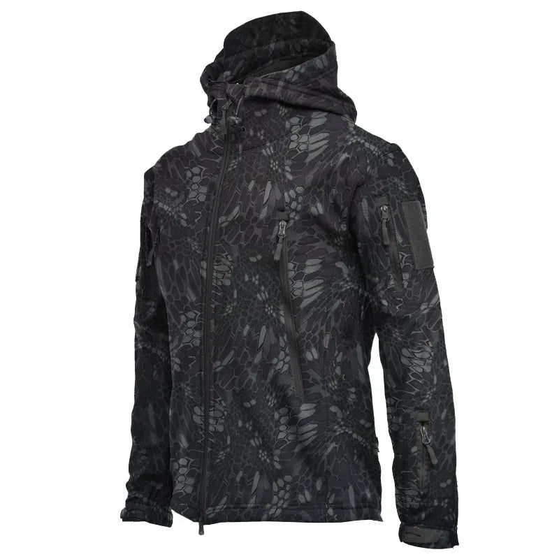 2024 Tactical Soft Shell Jacket for Men - Windproof Waterproof Breathable Fleece Hooded Combat Coat