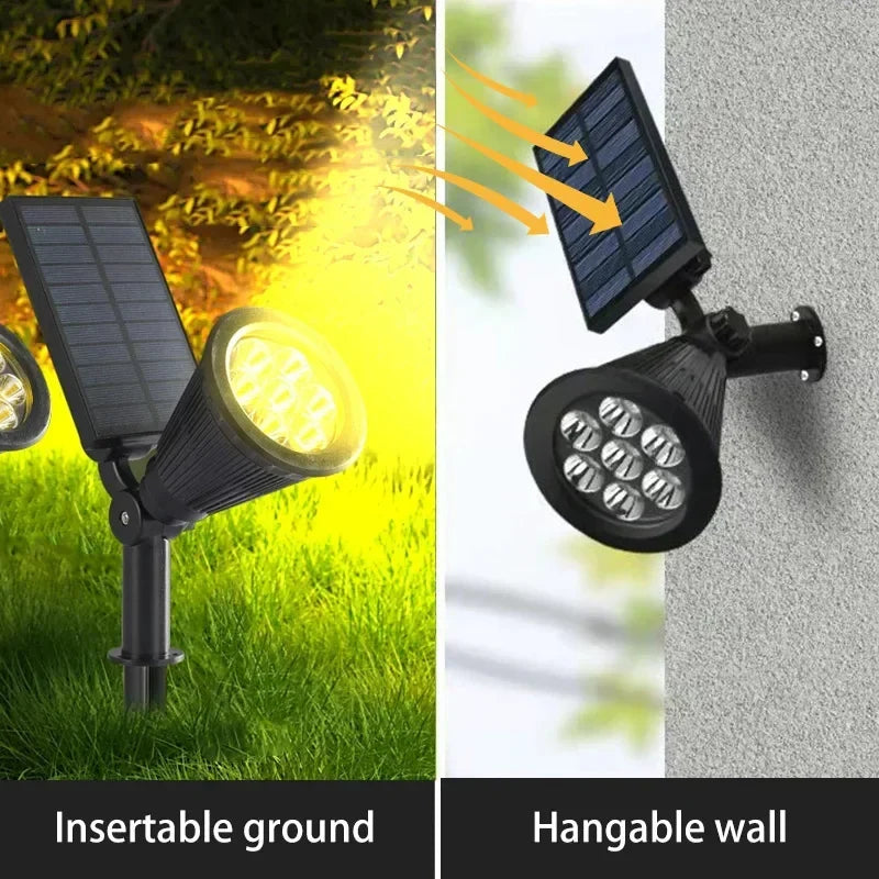 9 LED Solar Spotlights - IP65 Waterproof Adjustable Outdoor Lights for Garden, Backyard, Driveway & Patio Decor