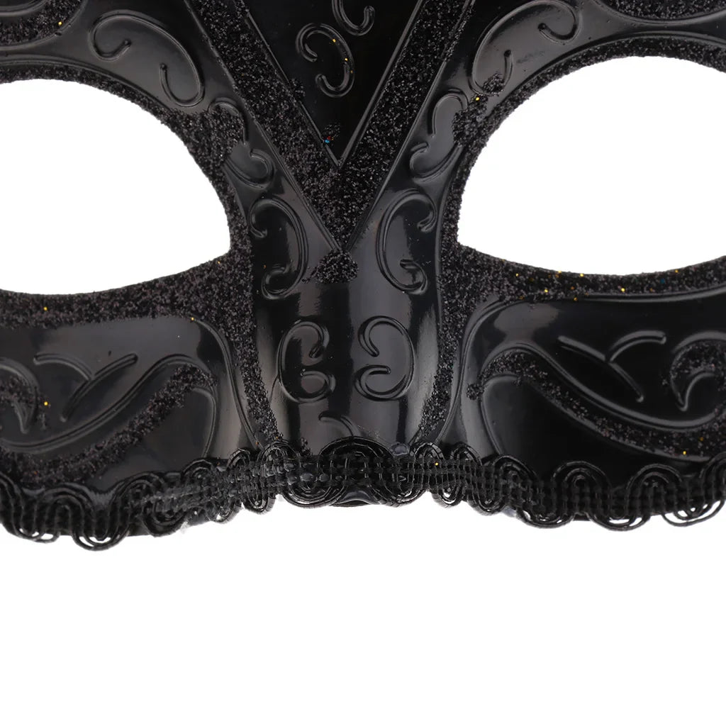 Black Lace Half Face Fox Mask – Venetian Masquerade Eye Mask with Tiara for Carnival & Party Wear