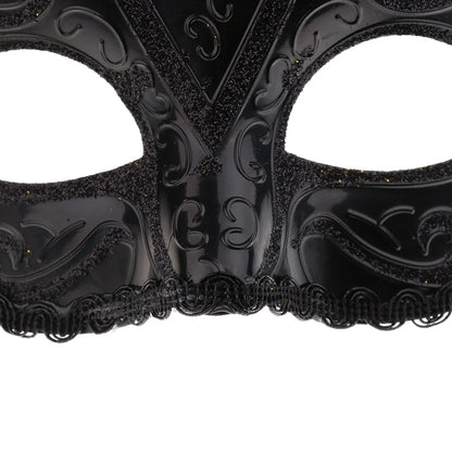 Black Lace Half Face Fox Mask – Venetian Masquerade Eye Mask with Tiara for Carnival & Party Wear