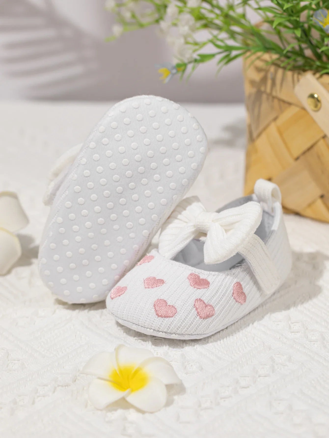 Meckior Baby Girl Shoes — Spring & Autumn Cotton Sole Moccasins with Bow, Anti-Slip First Walkers for Newborns & Toddlers