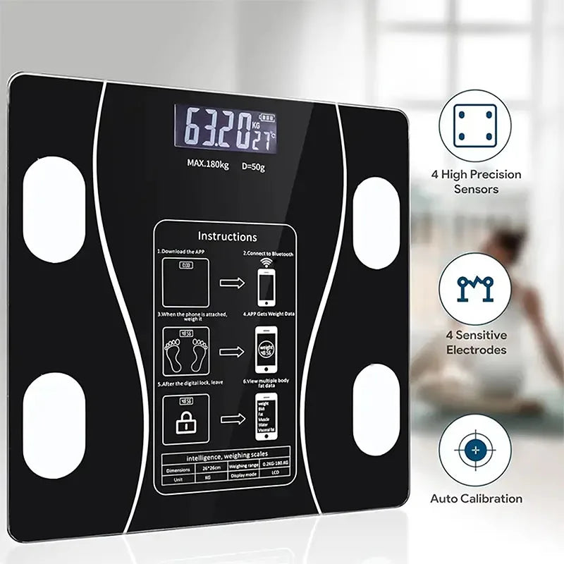 LED Smart Body Fat Scale — Bluetooth Digital Weight & Body Composition Scale with App Sync for Weight Loss