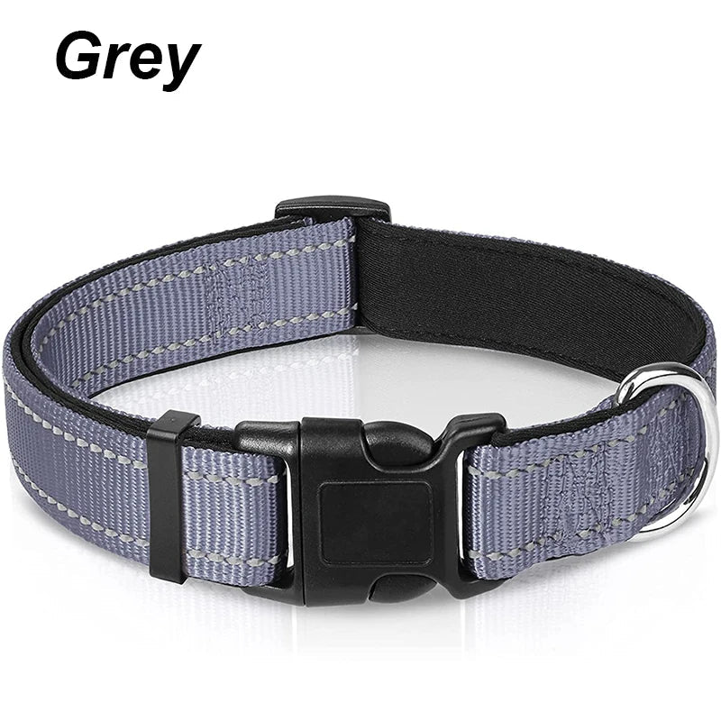 Reflective Adjustable Dog Collar for Medium & Large Dogs – Soft Neoprene Padded Durable Nylon Safety Pet Collar