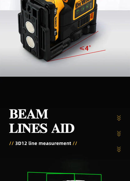 Dewalt DW089LG Laser Level – 12-Line 360° Vertical Laser with 12V Lithium Battery for Outdoor Use