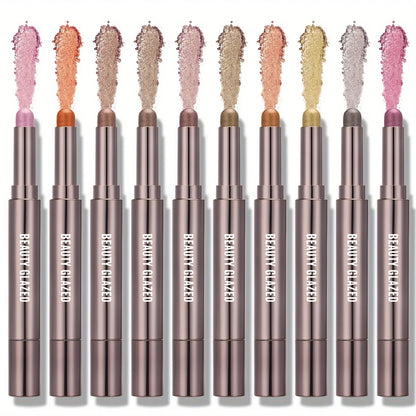 BEAUTY GLAZED 10-Color Eyeshadow Stick – Long-Lasting Waterproof Matte & Shimmer Eye Pen with Double-Head Brush
