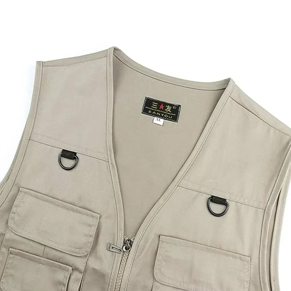Summer Men's Tactical Hiking Fishing Vest - Multi-pocket Photographer Waistcoat for Outdoor Leisure - Thin Cargo Jacket, Sizes S-6XL